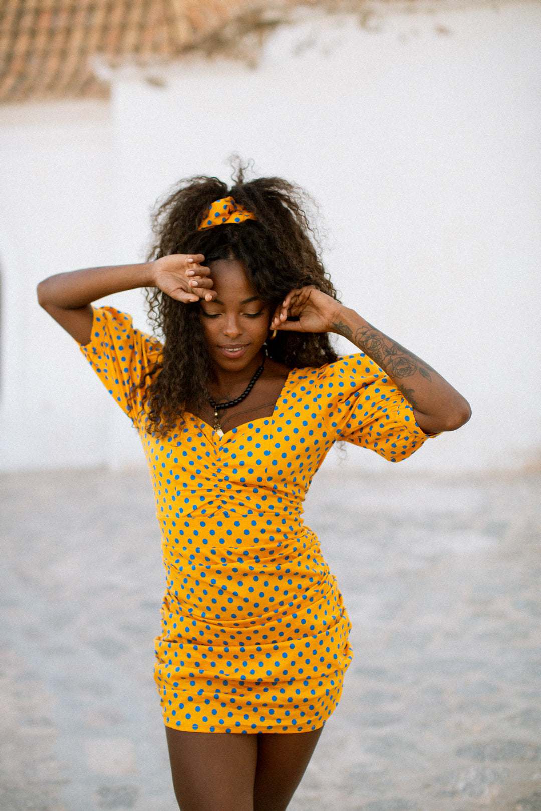 PINA Polkadot dress - Yellow