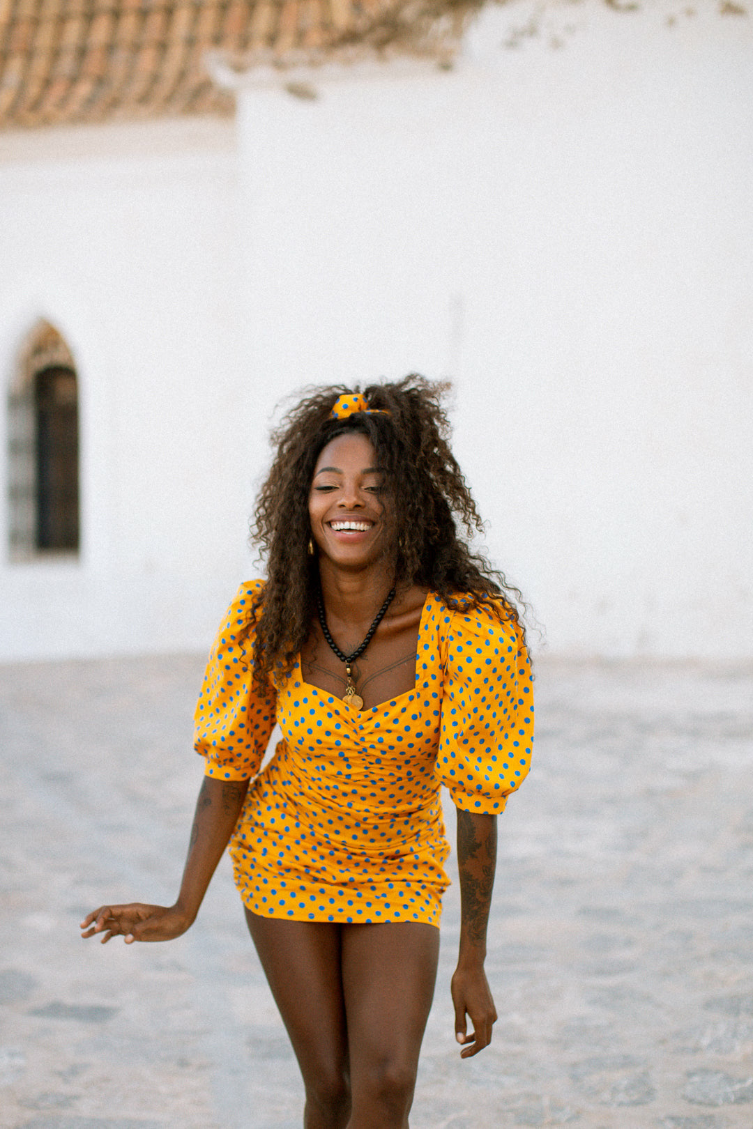 PINA Polkadot dress - Yellow