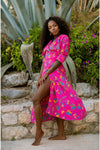 GABRIELA Wrap Dress - Fuchsia Floral Hot pink