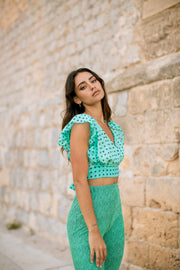 ZOE Spot Crop Top - Green