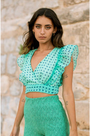 ZOE Spot Crop Top - Green