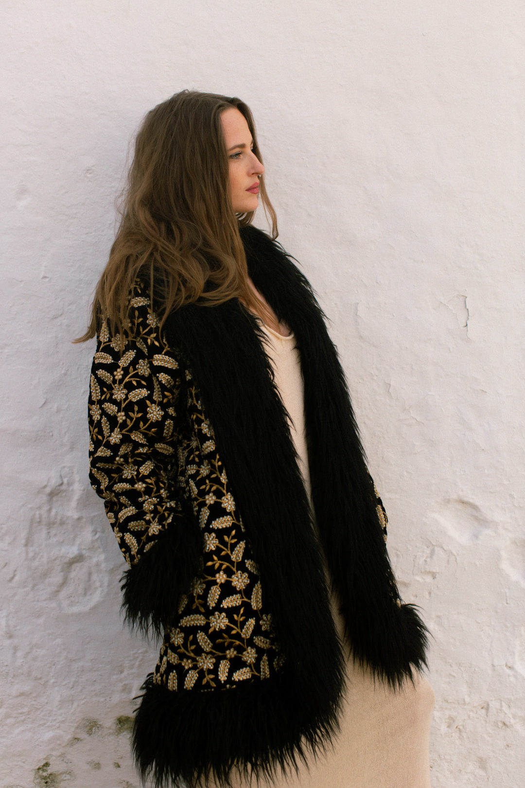 NIGELA Penny Lane Afghan Coat Black Fur