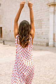 ASHLEY Midi Slip Dress - White Polka dot
