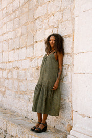ASHLEY Midi Slip Dress - Green floral