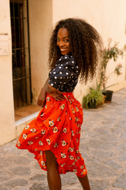 FIORELLA Orange Floral Print Summer Skirt