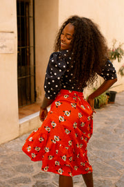 FIORELLA Orange Floral Print Summer Skirt