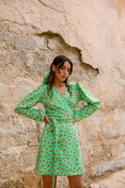 MARIA mini wrap dress - Bright green