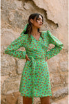 MARIA mini wrap dress - Bright green