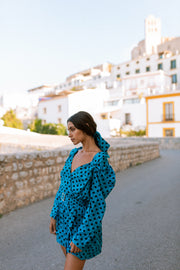 MARTINA Dress - Blue polkadot
