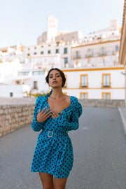 MARTINA Dress - Blue polkadot