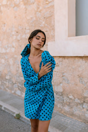 MARTINA Dress - Blue polkadot