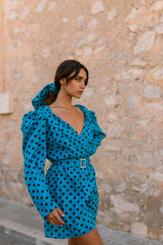 MARTINA Dress - Blue polkadot