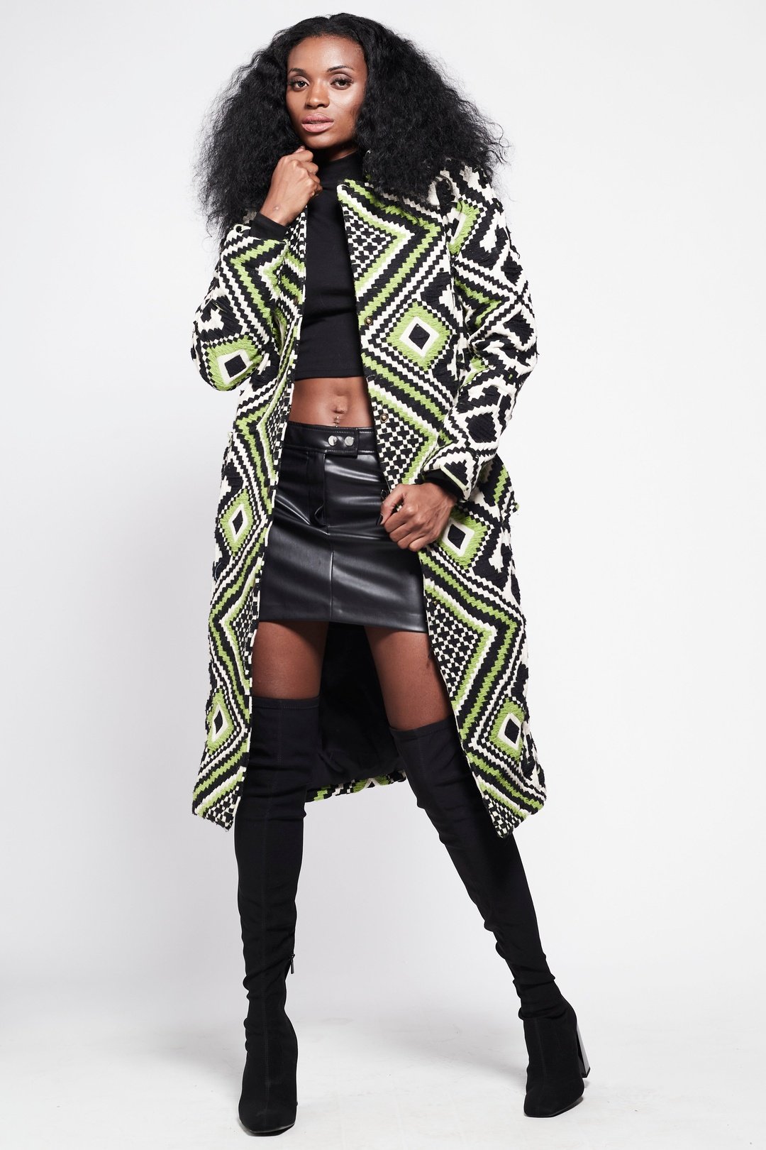 GREEN GEO Trench Jacket