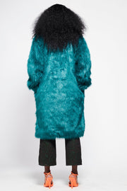 BUFFY Faux Fur Coat in Teal