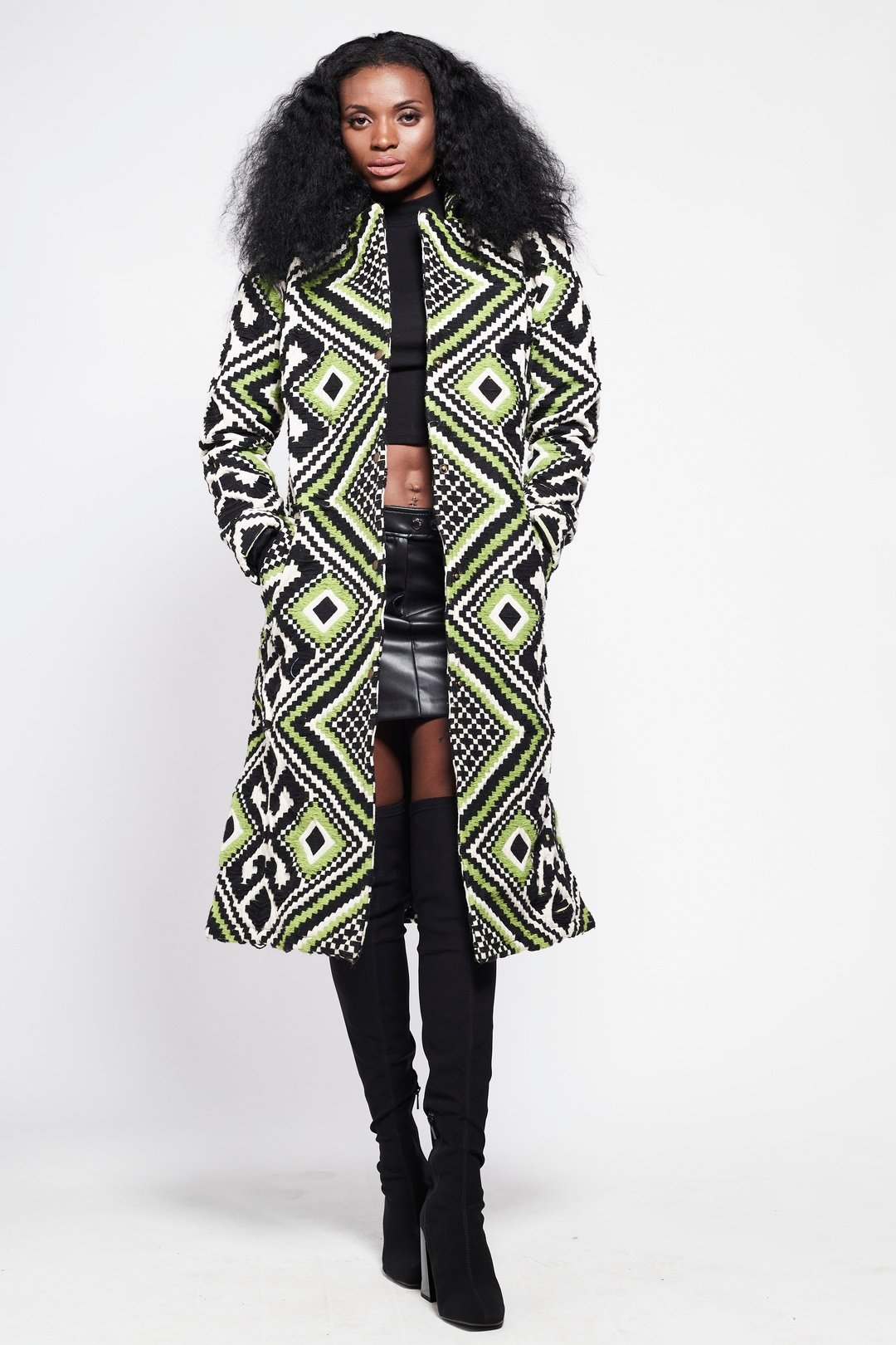 GREEN GEO Trench Jacket