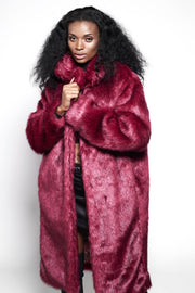 BUFFY Faux Fur Coat in Ruby Red