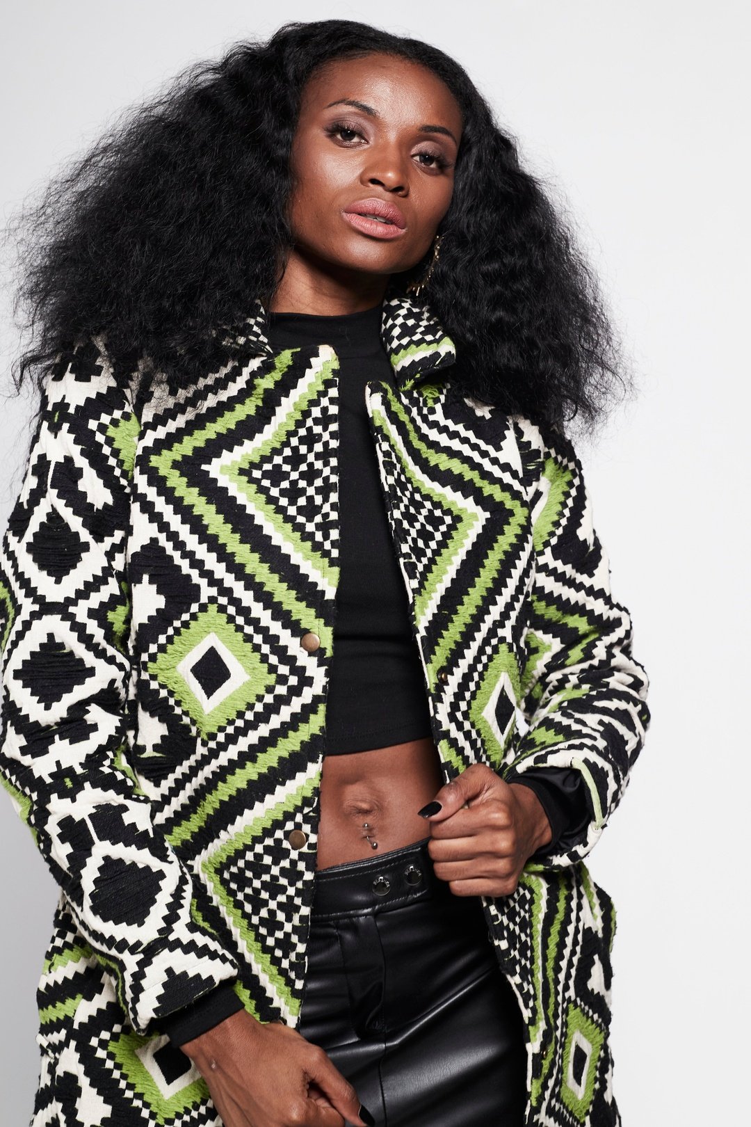 GREEN GEO Trench Jacket