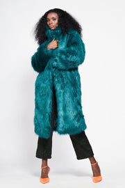 BUFFY Faux Fur Coat in Teal