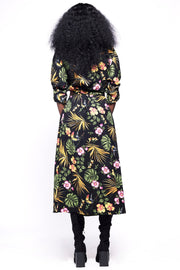 GABRIELA Wrap Dress Black & Tropical Floral Print