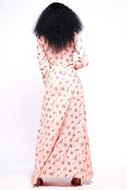 TABITHA Dress Retro Front Cut Peach Maxi Dress