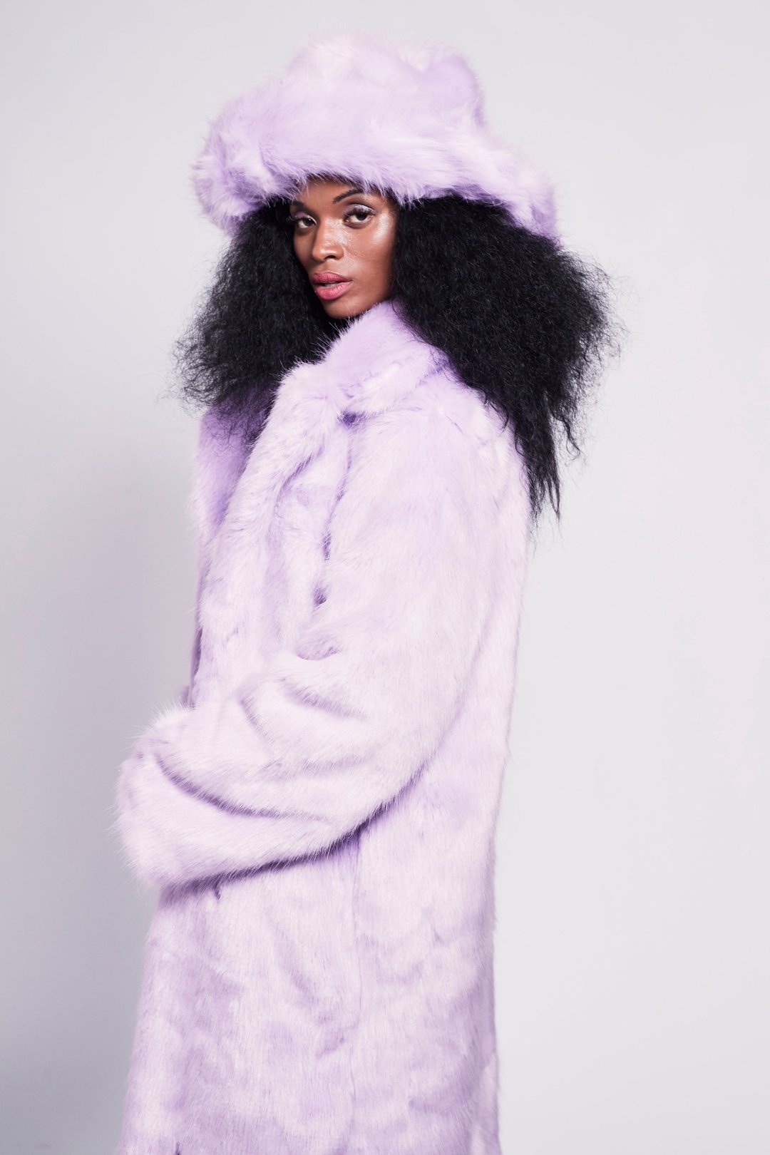 Lilac faux fur sales