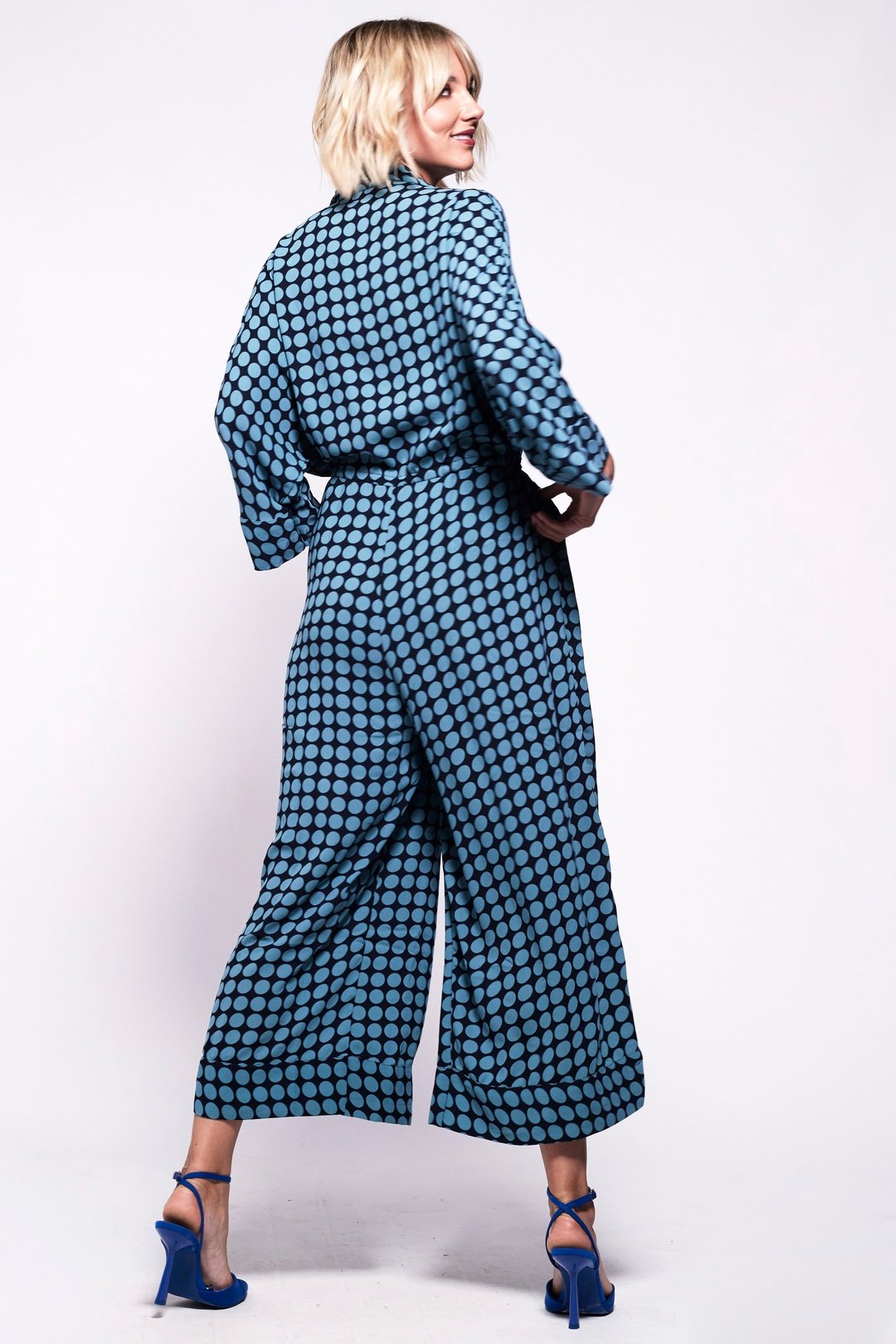 PYJAMA Jumpsuit - Polka Dot Blue