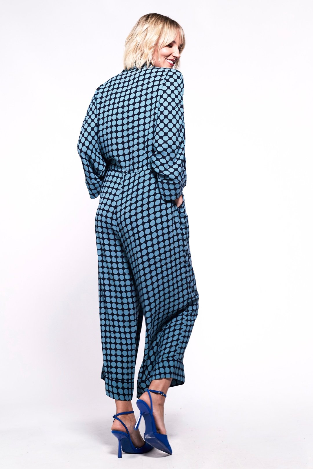 PYJAMA Jumpsuit - Polka Dot Blue