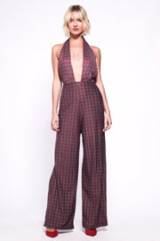 CANDI Jumpsuit - 70s Style  Plunge Halterneck