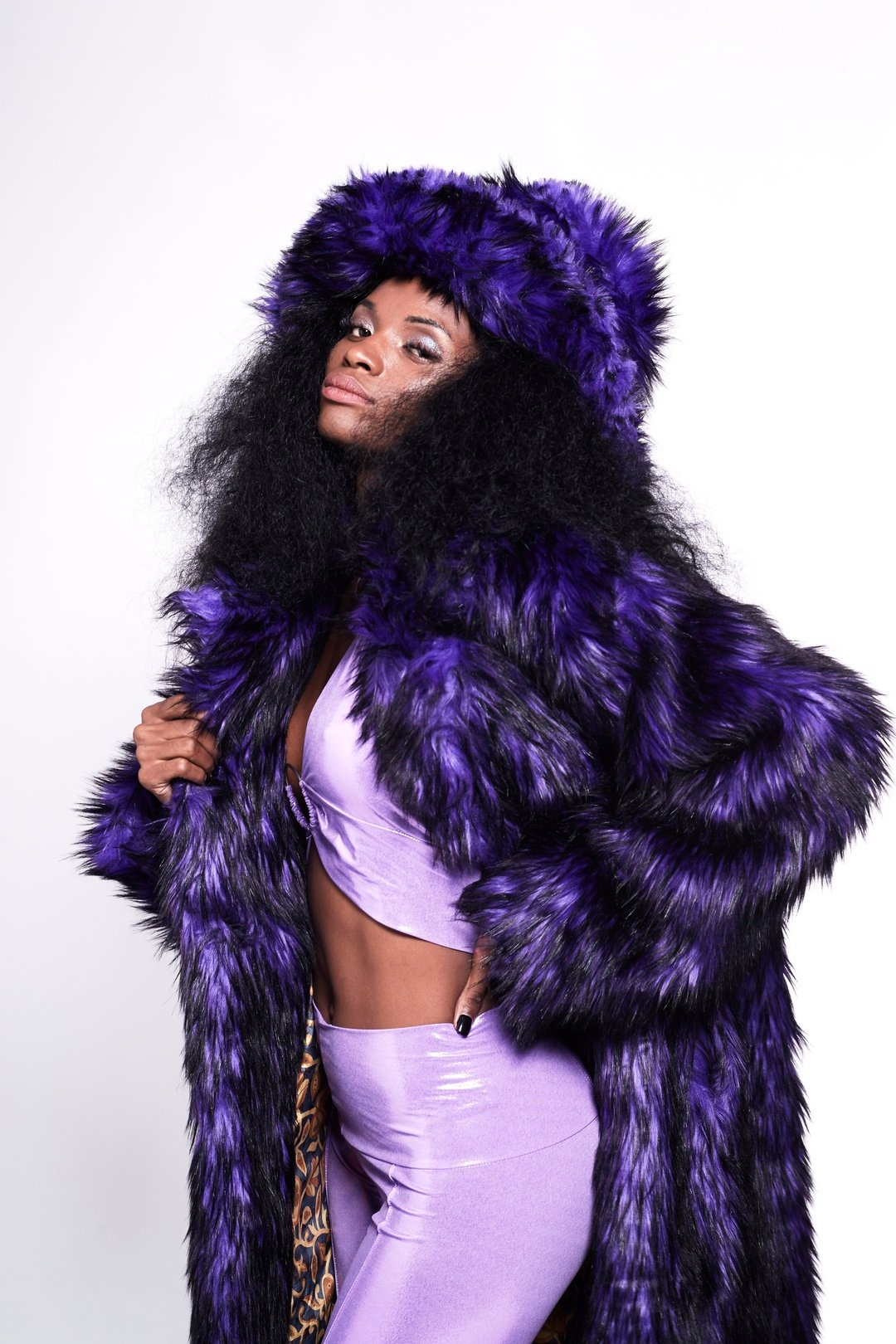 BUFFY Faux Fur Coat - Purple Rain