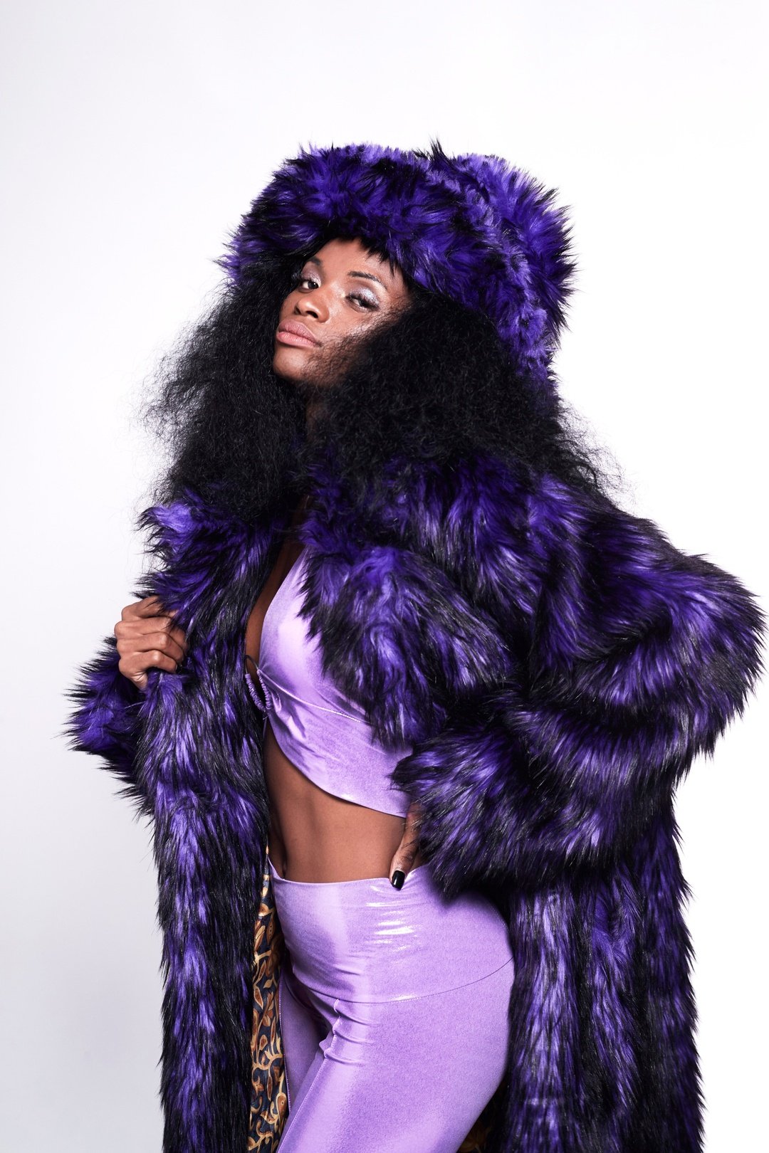 BUFFY Faux Fur Coat - Purple Rain