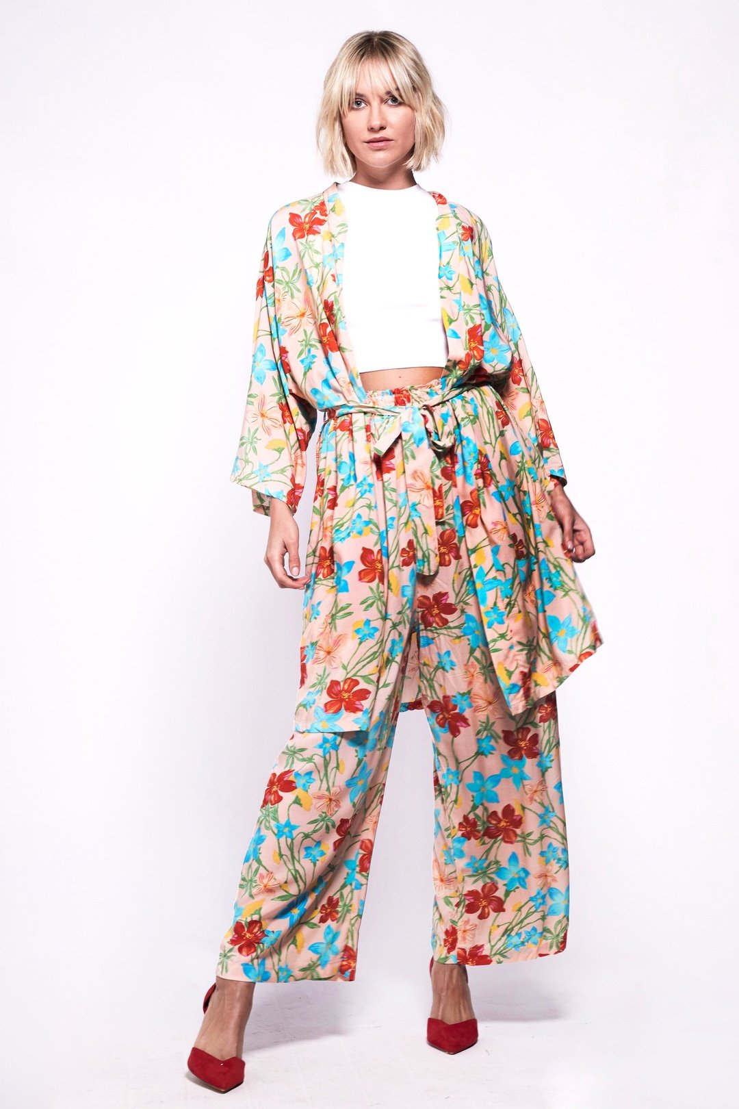 FORTY WINKS Tropical Peach Kimono Twinset