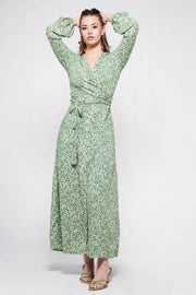 KALANI green floral wrap dress