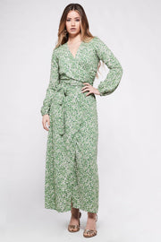 KALANI green floral wrap dress