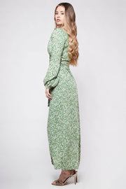 KALANI green floral wrap dress