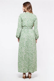 KALANI green floral wrap dress