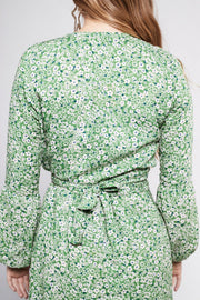 KALANI green floral wrap dress