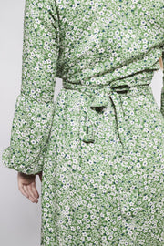 KALANI green floral wrap dress