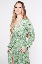 KALANI green floral wrap dress