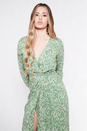 KALANI green floral wrap dress