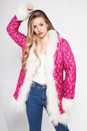 BONNIE Afghan Coat Hot Pink