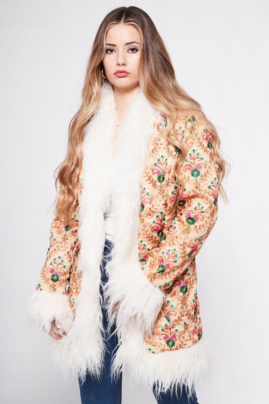 BONNIE Afghan Coat in Peach