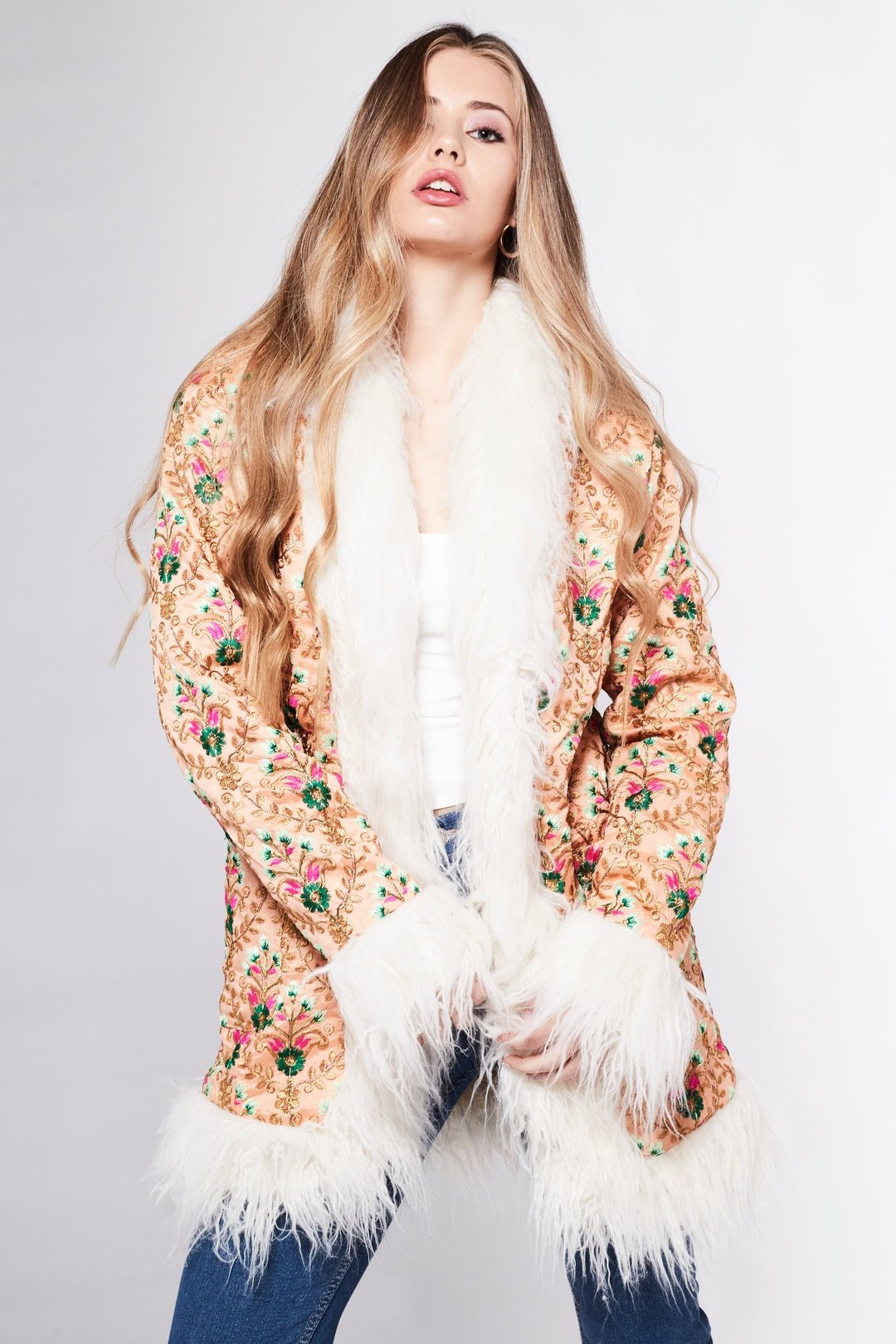 BONNIE Afghan Coat in Peach