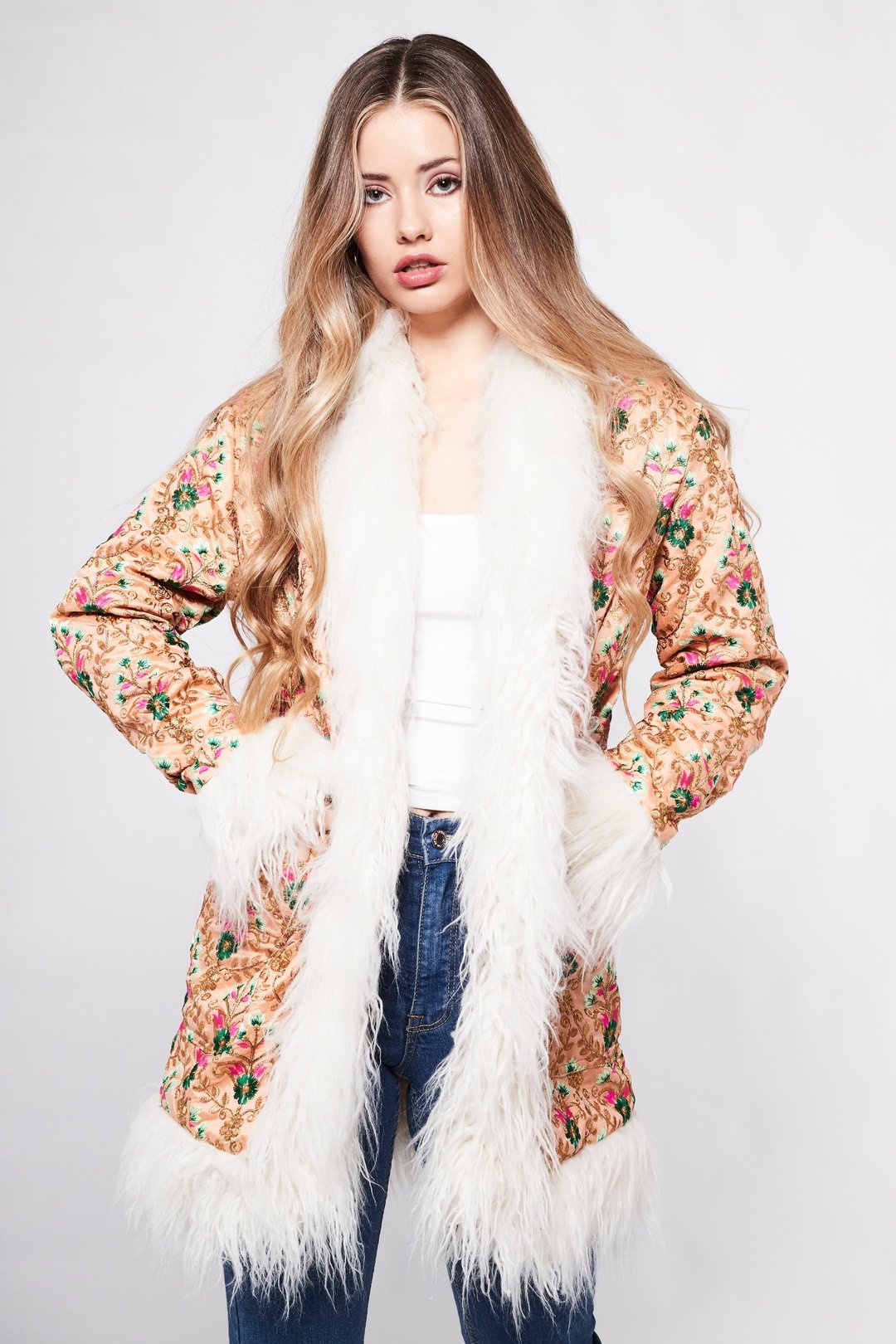 BONNIE Afghan Coat in Peach