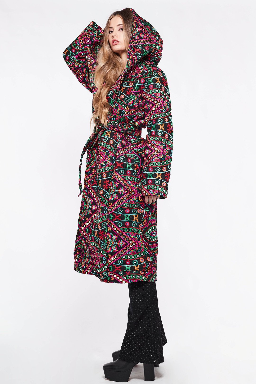 PIXIE Mirror Embroidery Hooded Coat
