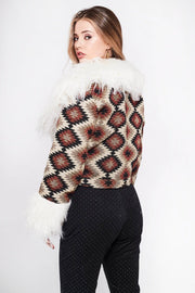 CAYOTE Afghan Bomber Jacket in Brown Geo