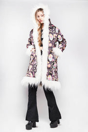 MEMPHIS Hooded Afghan Coat in Black Embroidery