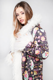 MEMPHIS Hooded Afghan Coat in Black Embroidery