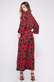 PYJAMA Jumpsuit  in Black & Red Floral Geometric