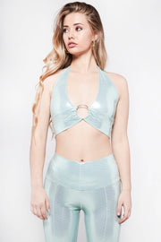 ANNI-FRID Disco Mermaid baby blue Crop Top