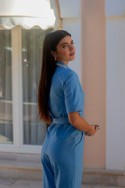 HEIDI Sky Blue Retro Jumpsuit